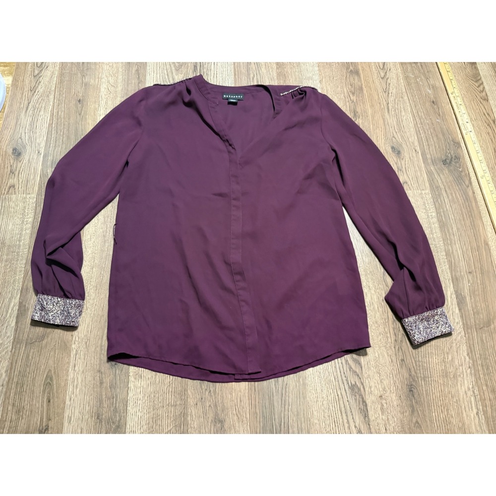 Metaphor Shirts Womens Size Small Purple Long Sleeve V-Neck Metallic Trim